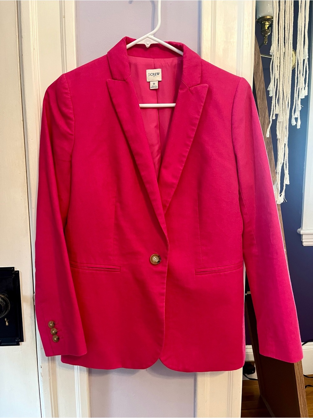 J. Crew Women's Pink Linen Blazer